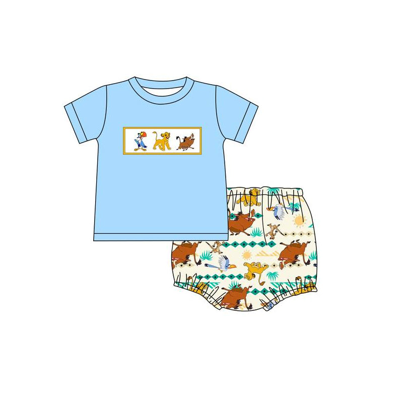 Short sleeves lion tunic bummies baby boys clothes