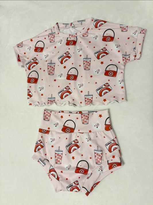 Short sleeves cart circle print top bummies baby clothes