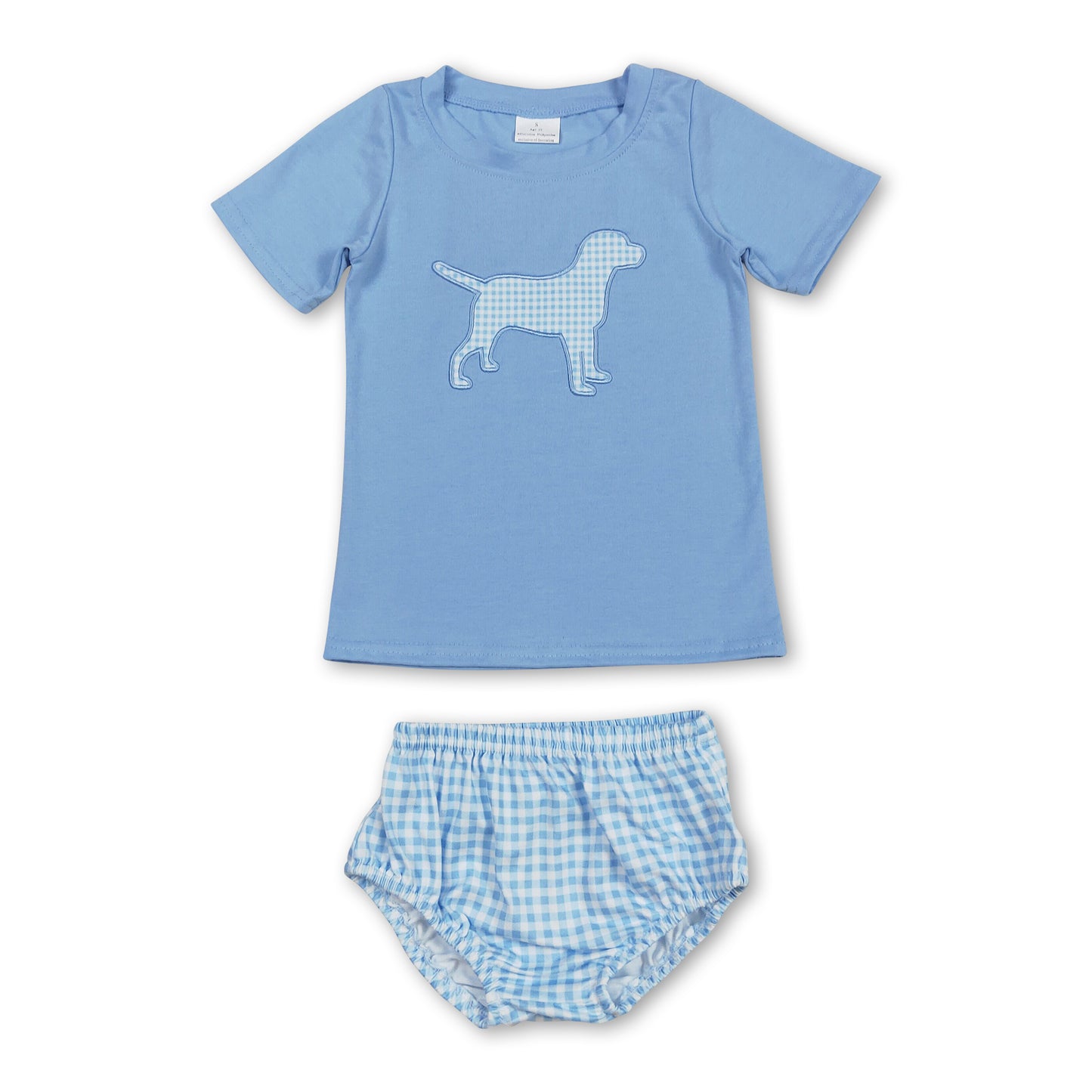 Short sleeves dog top plaid bummies baby boy clothing