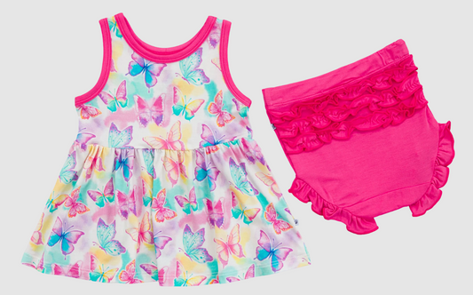 Sleeveless colorful bow tunic bummies girls clothes