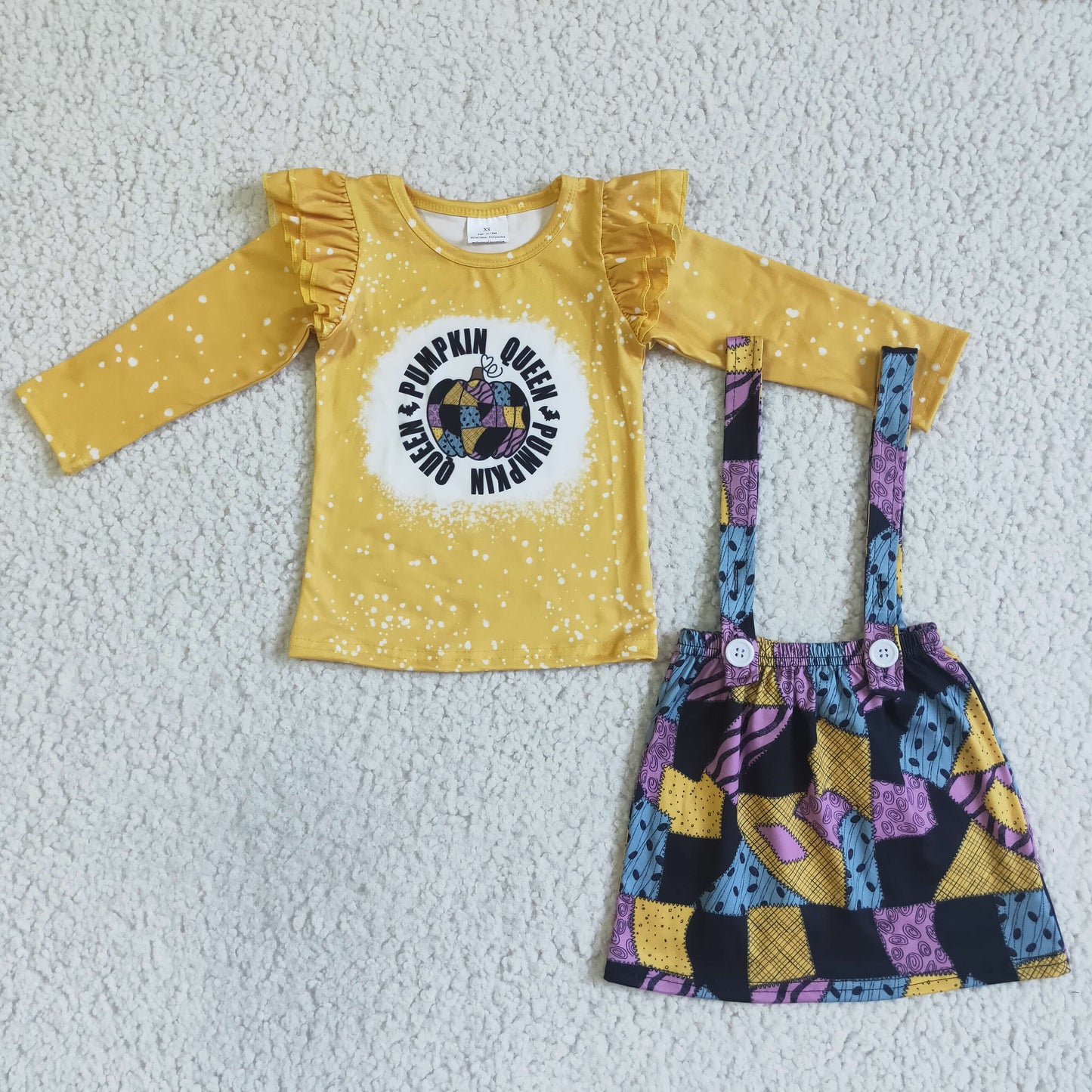 Queen pumpkin shirt patchwork skirt girls Halloween clothes