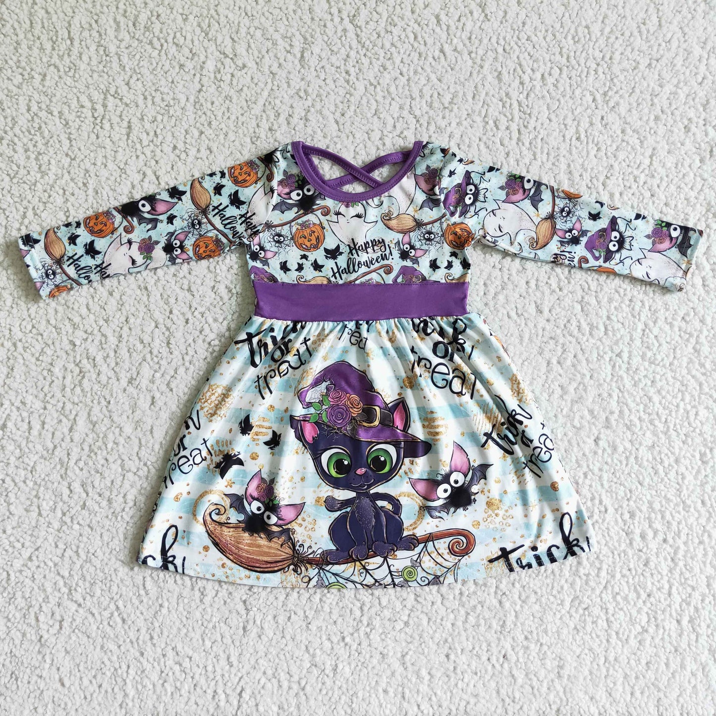 Bat happy Halloween baby girls dresses