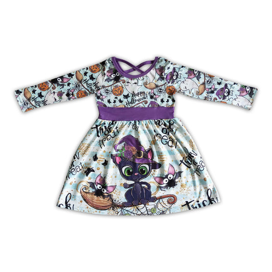 Bat happy Halloween baby girls dresses