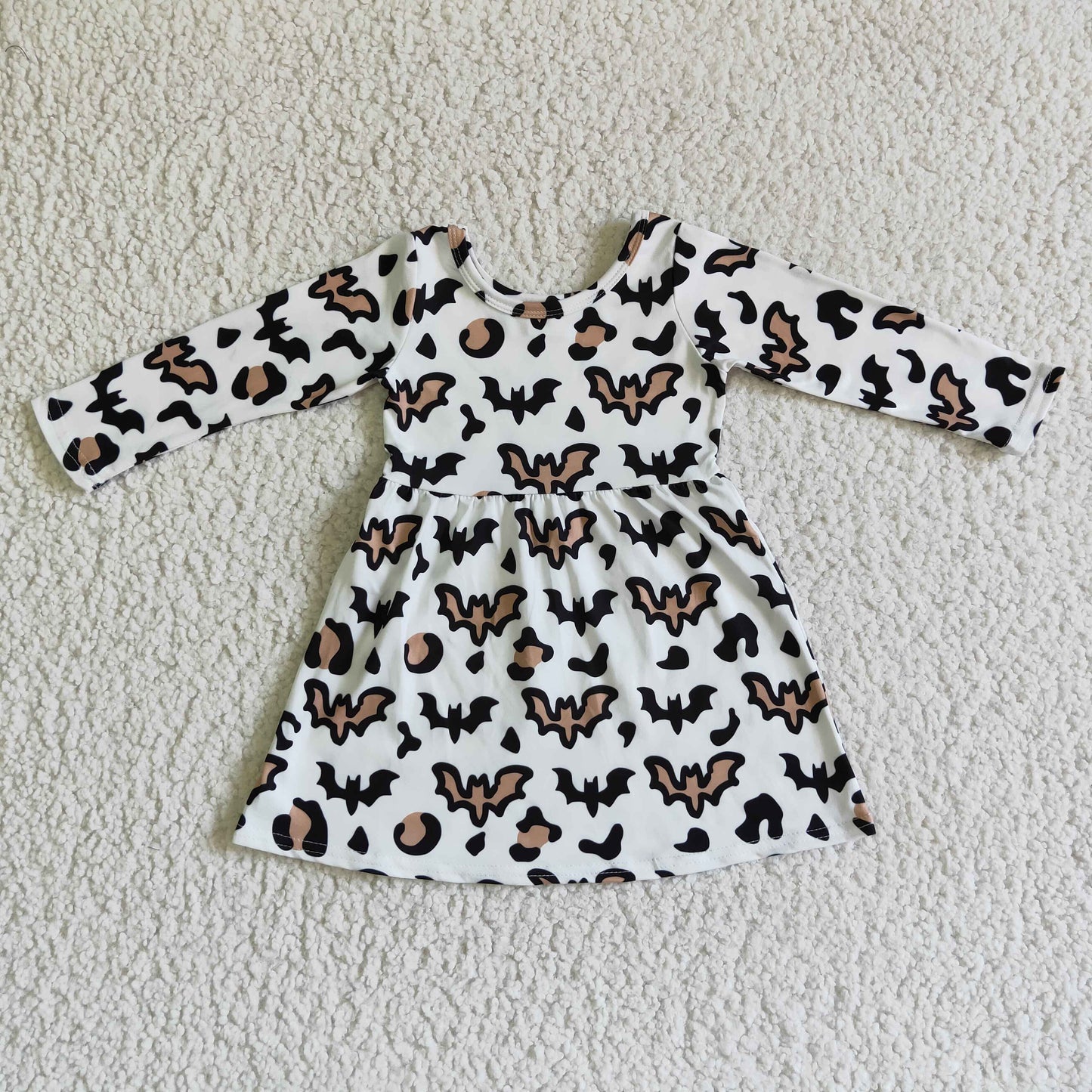 Bat leopard long sleeves baby girls Halloween dress