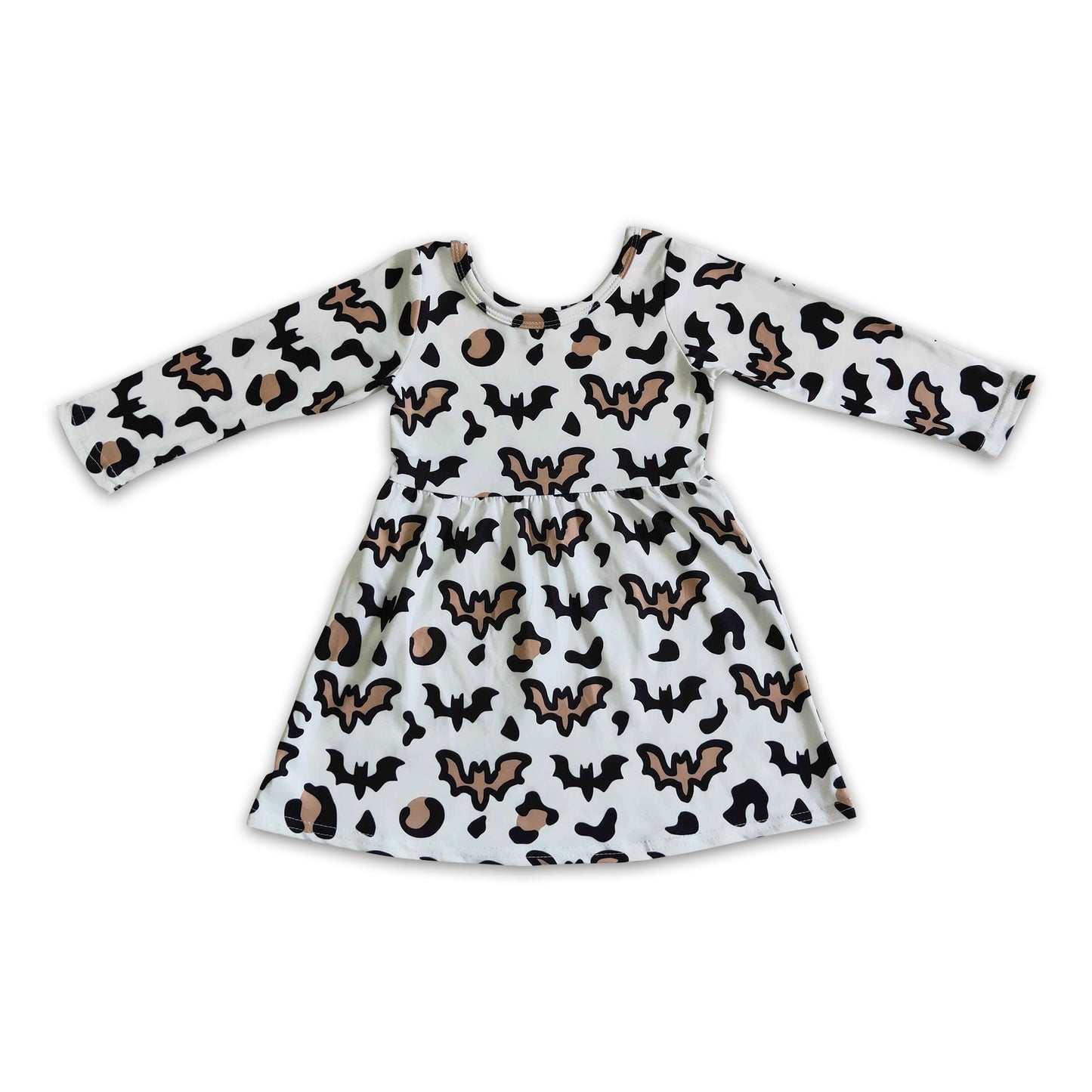 Bat leopard long sleeves baby girls Halloween dress