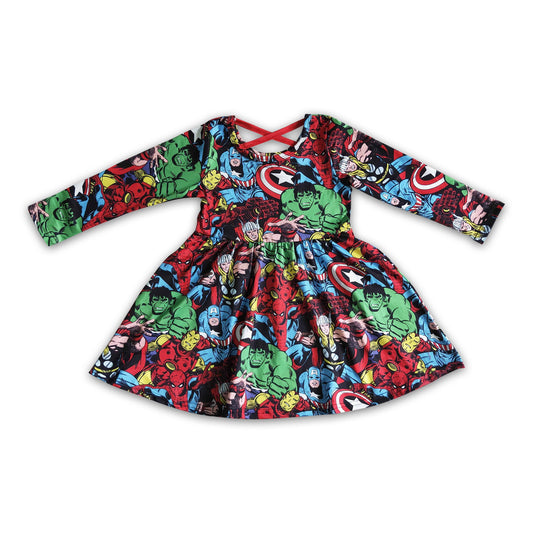 Green man long sleeve girls twirl dresses