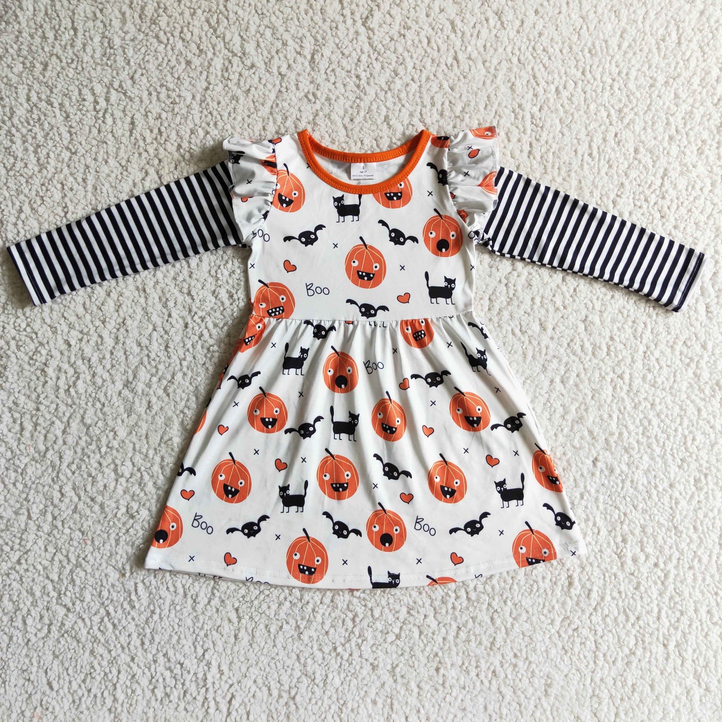 Boo pumpkin bat cat kids girls Halloween dress