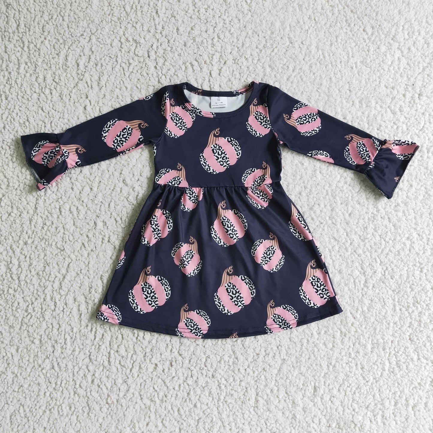 Pink leopard pumpkin baby girls fall dresses