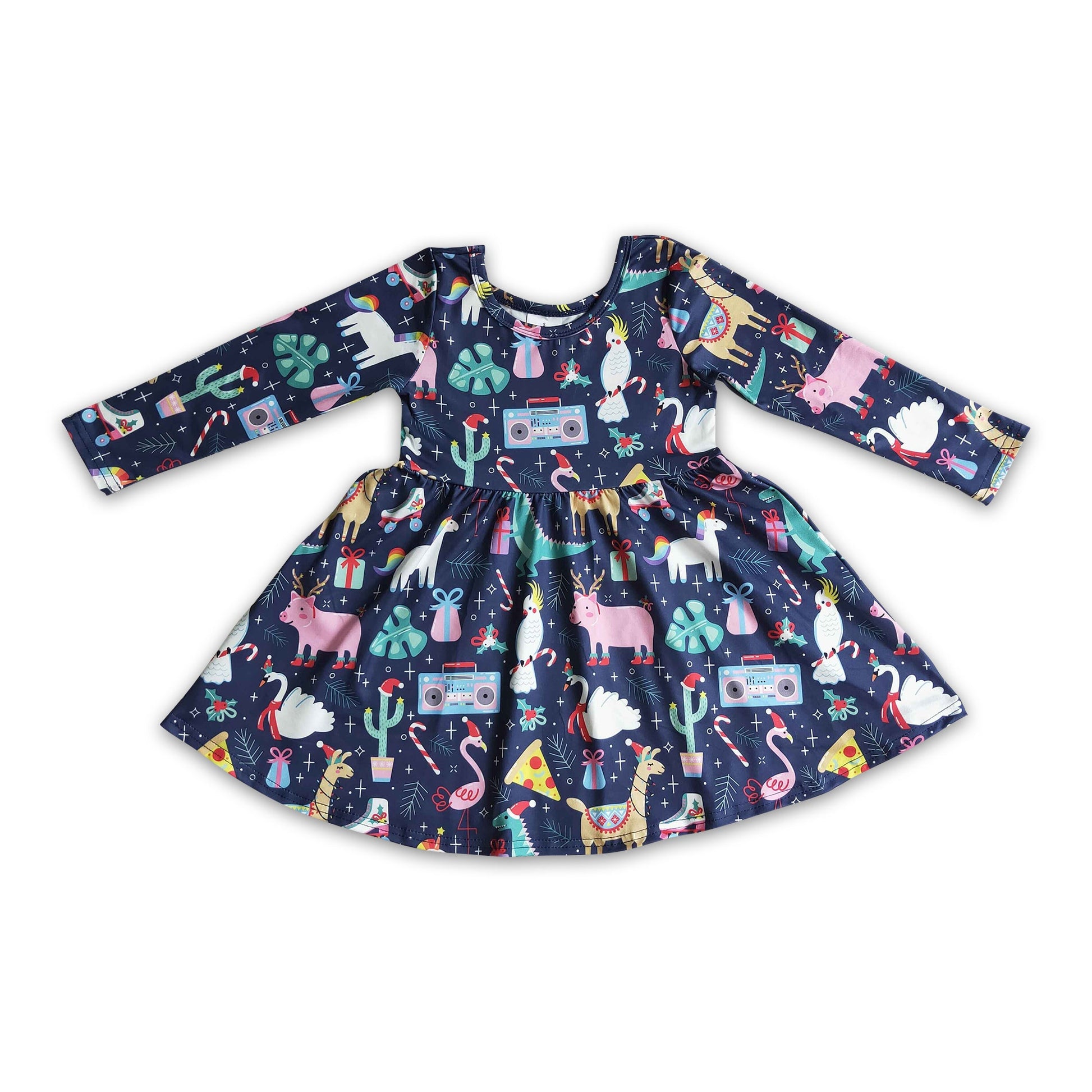 llama christmas dress Girls Long Sleeve Llama Sweater Dress - Little Llamas - PURPLE