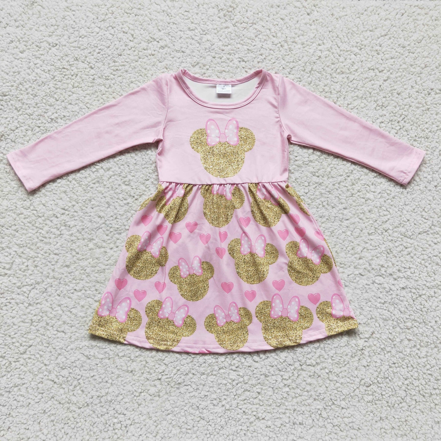 Pink heart mouse kids girls Valentine's dresses