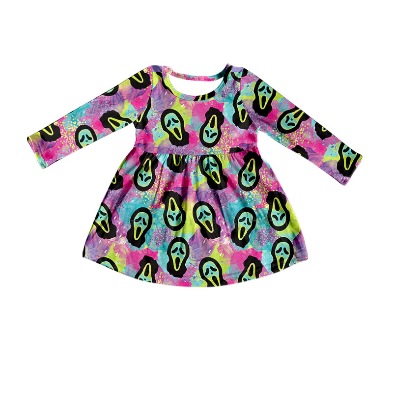 Scream tie dye long sleeves baby girls Halloween dress