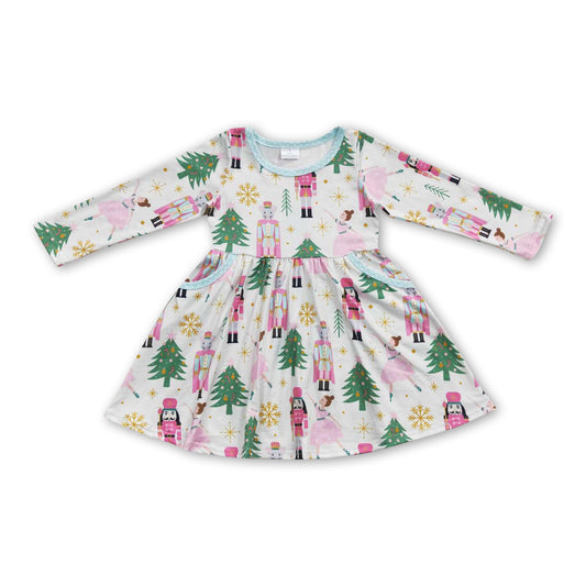 Christmas tree ballet long sleeves baby girls dresses