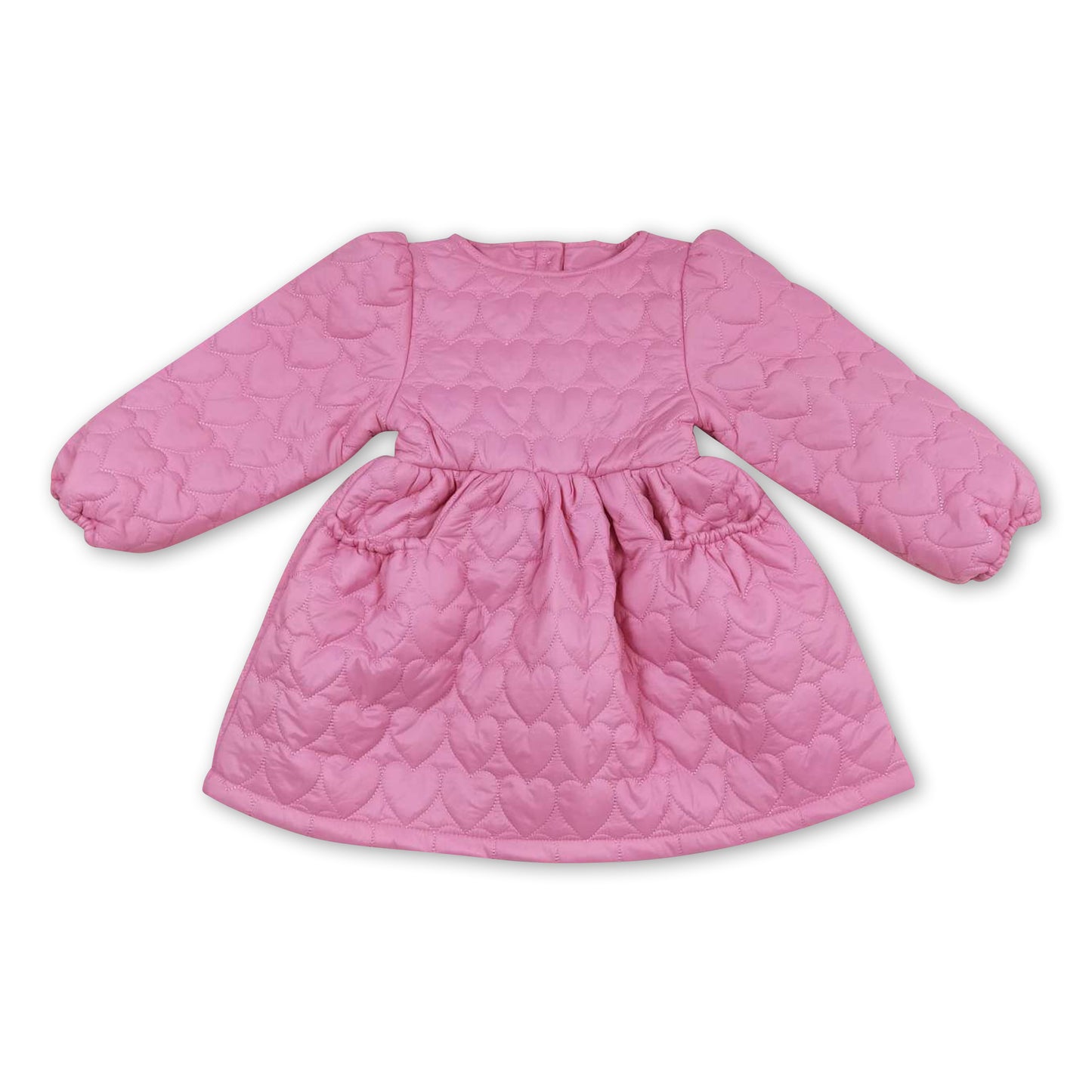 Pink heart print thick kids girls winter coat