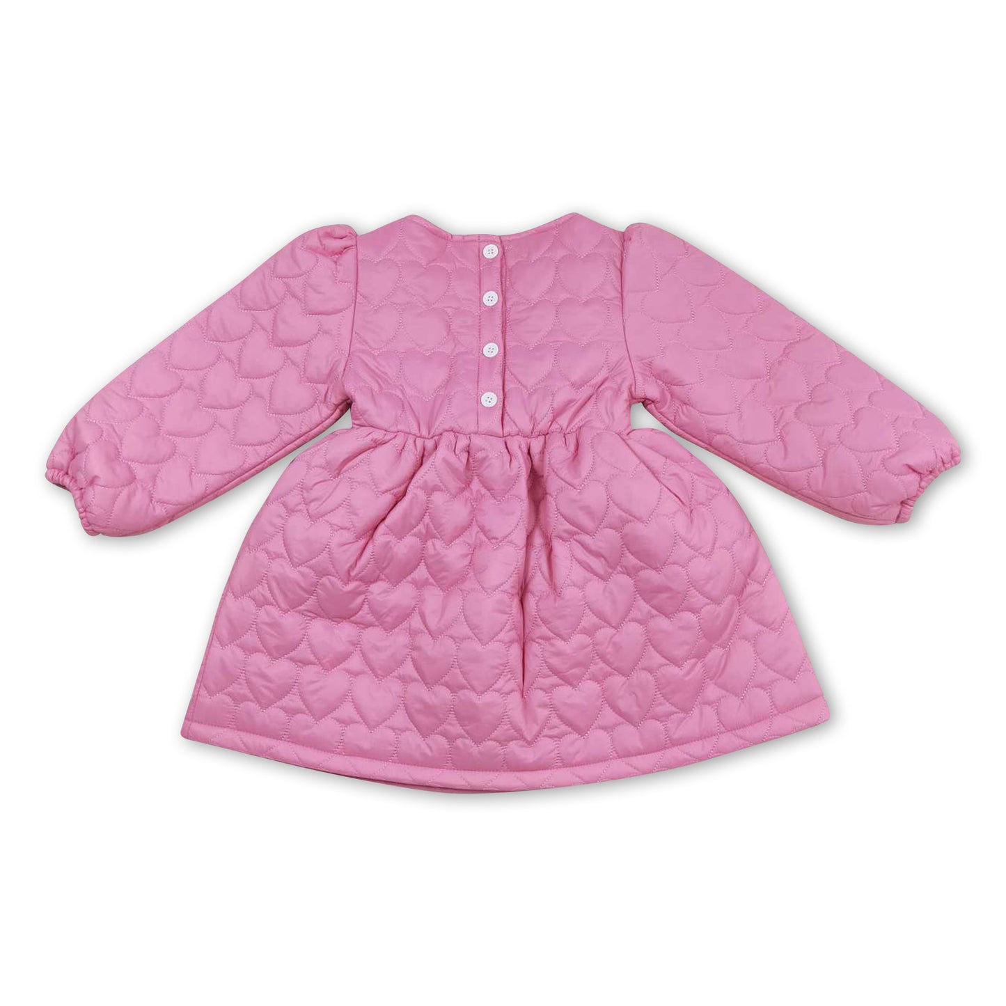 Pink heart print thick kids girls winter coat