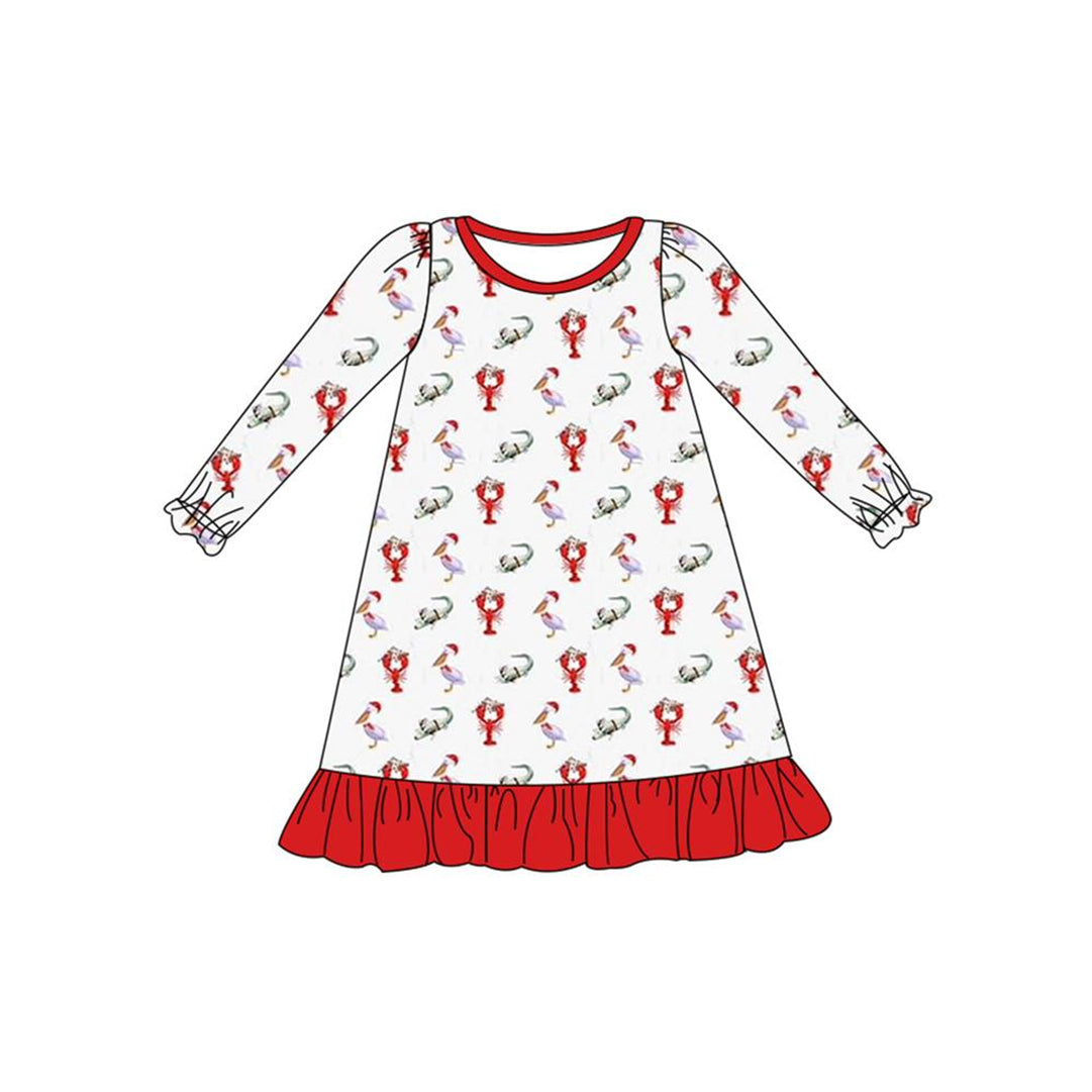 Christmas hat duck crawfish baby girls night gown