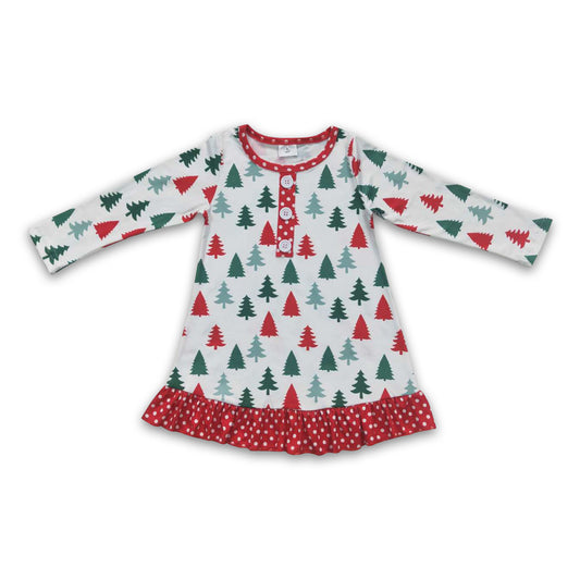 Red green Christmas tree ruffle girls night gown