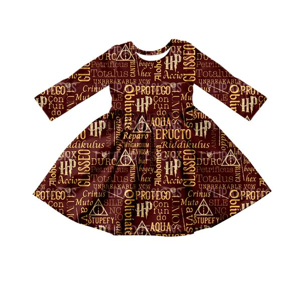 Maroon magic long sleeves girls dresses