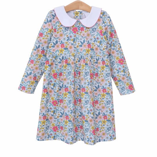 Long sleeves floral kids girls fall dresses