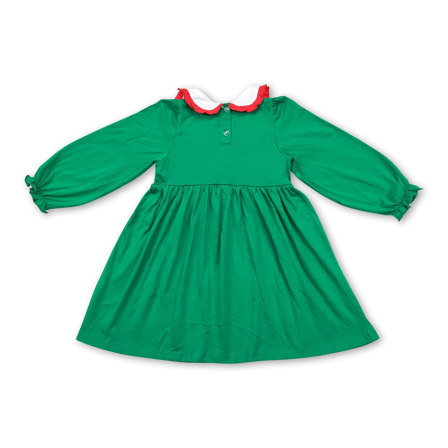 Green Christmas tree smocked kids girls dresses