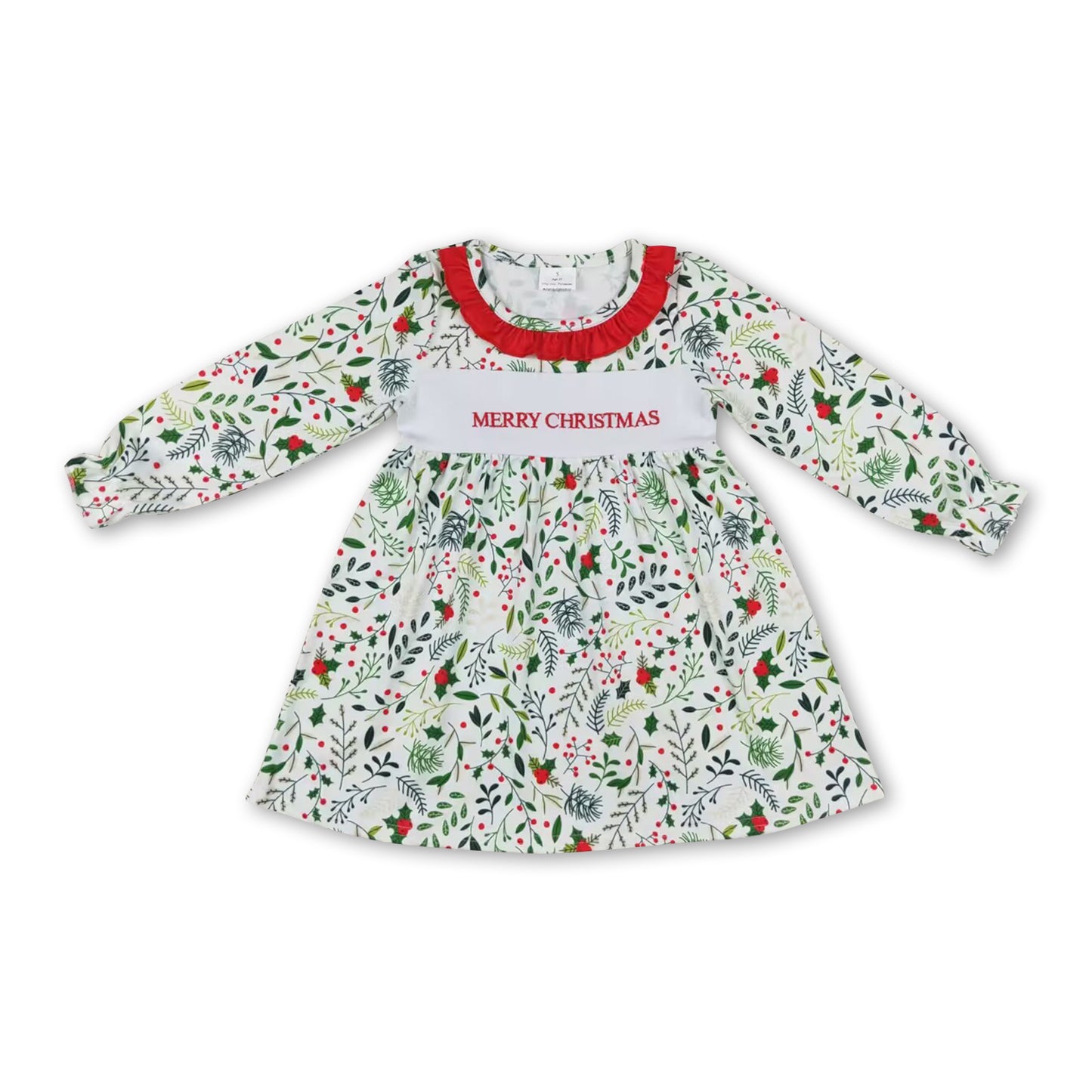 Merry Christmas long sleeves baby girls dresses