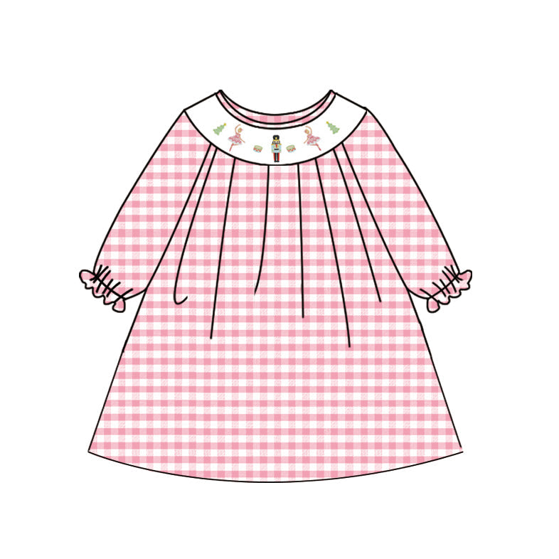 Pink plaid ballet king kids girls Christmas dresses