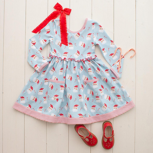 Santa candy cane pockets girls Christmas dresses
