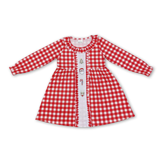 Plaid santa deer candy cane Christmas tree girls dresses