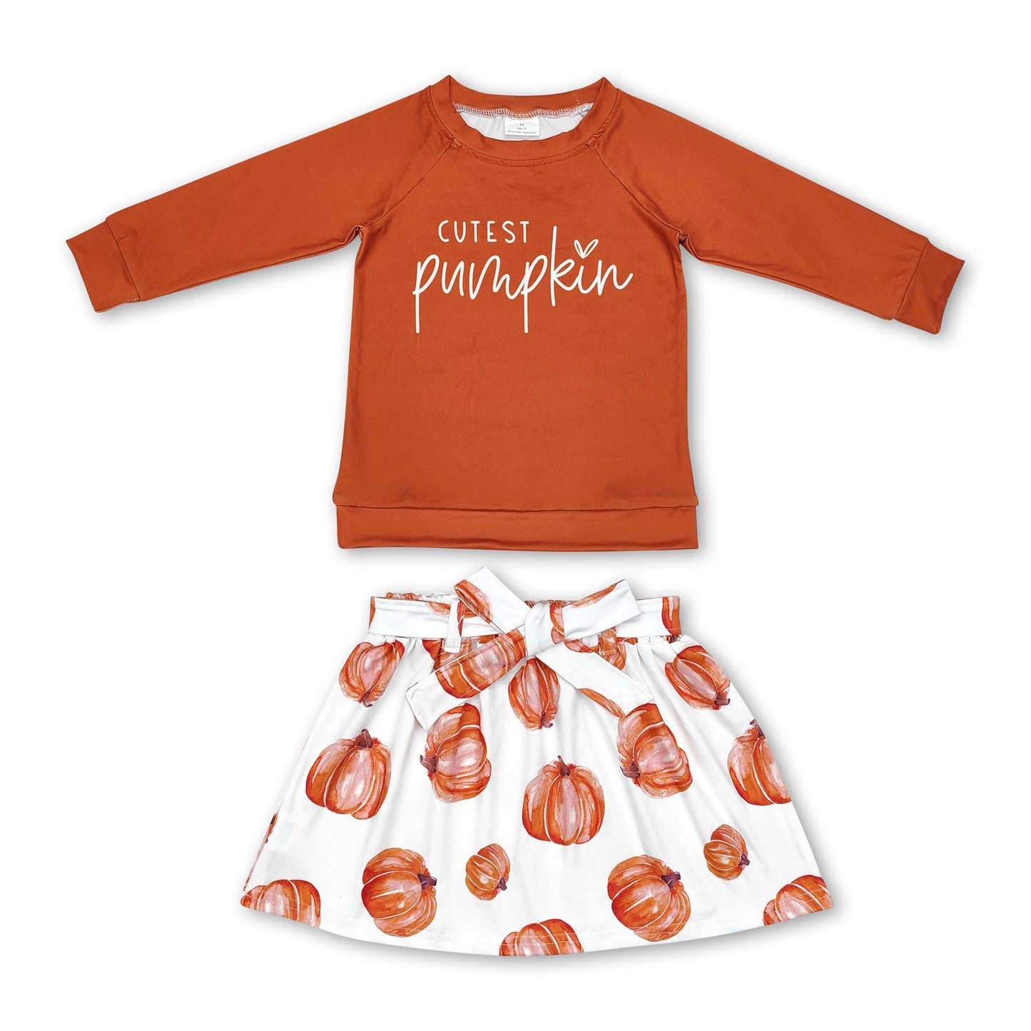 Cutest pumpkin brown top skirts girls fall clothing