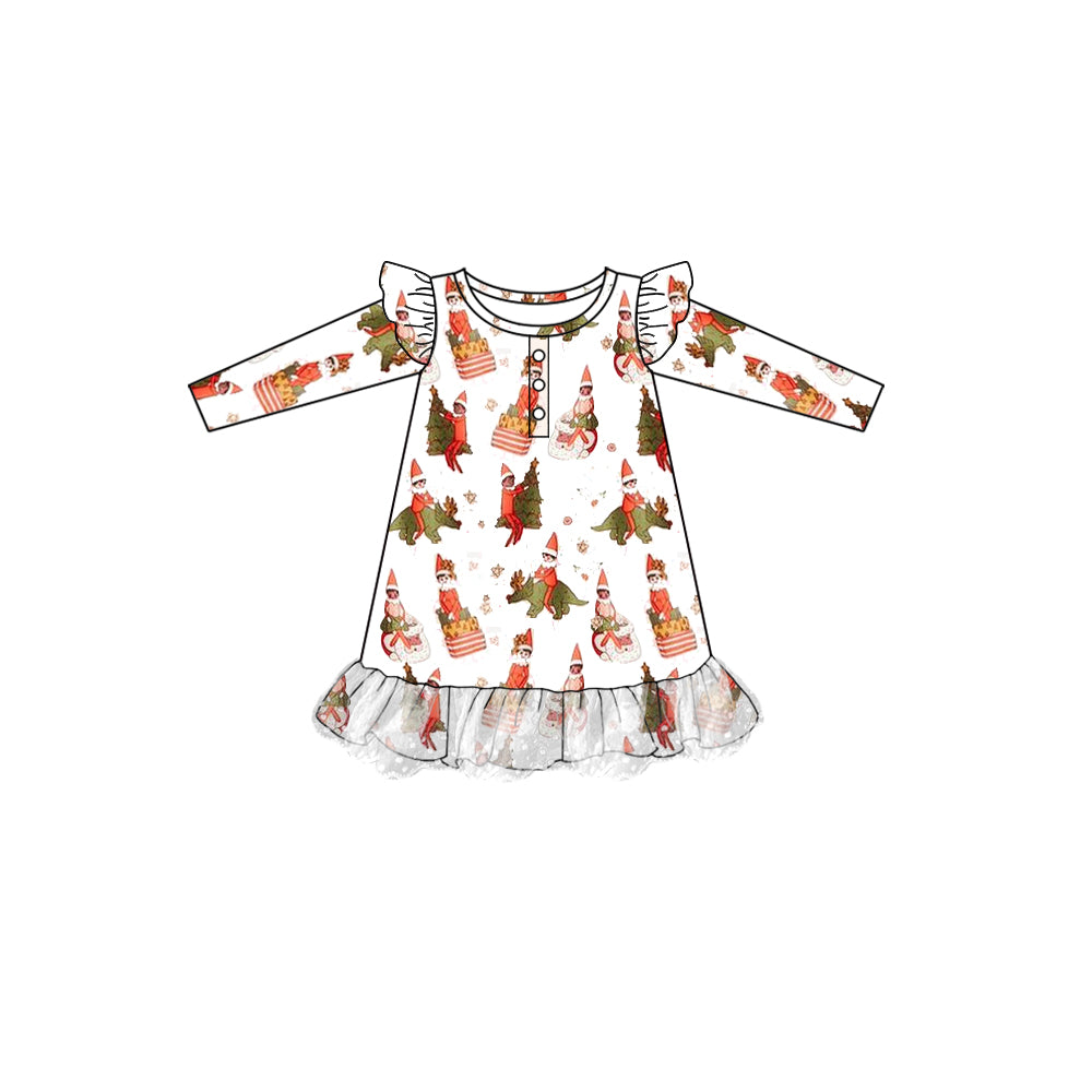 Christmas tree gift dinosaur kids girls nightgown