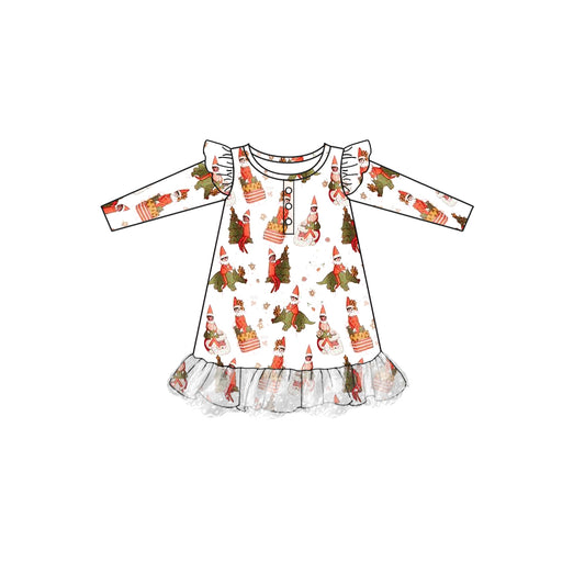 Christmas tree gift dinosaur kids girls nightgown
