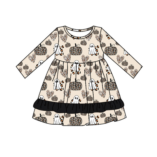 Ghost leopard pumpkin kids girls Halloween dresses