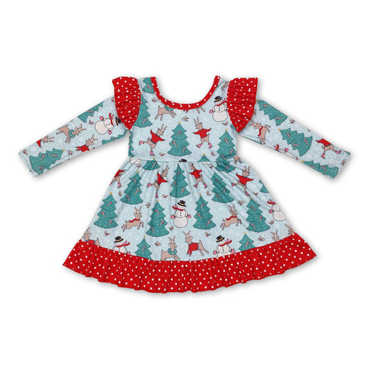 Christmas tree snowman deer girls dresses