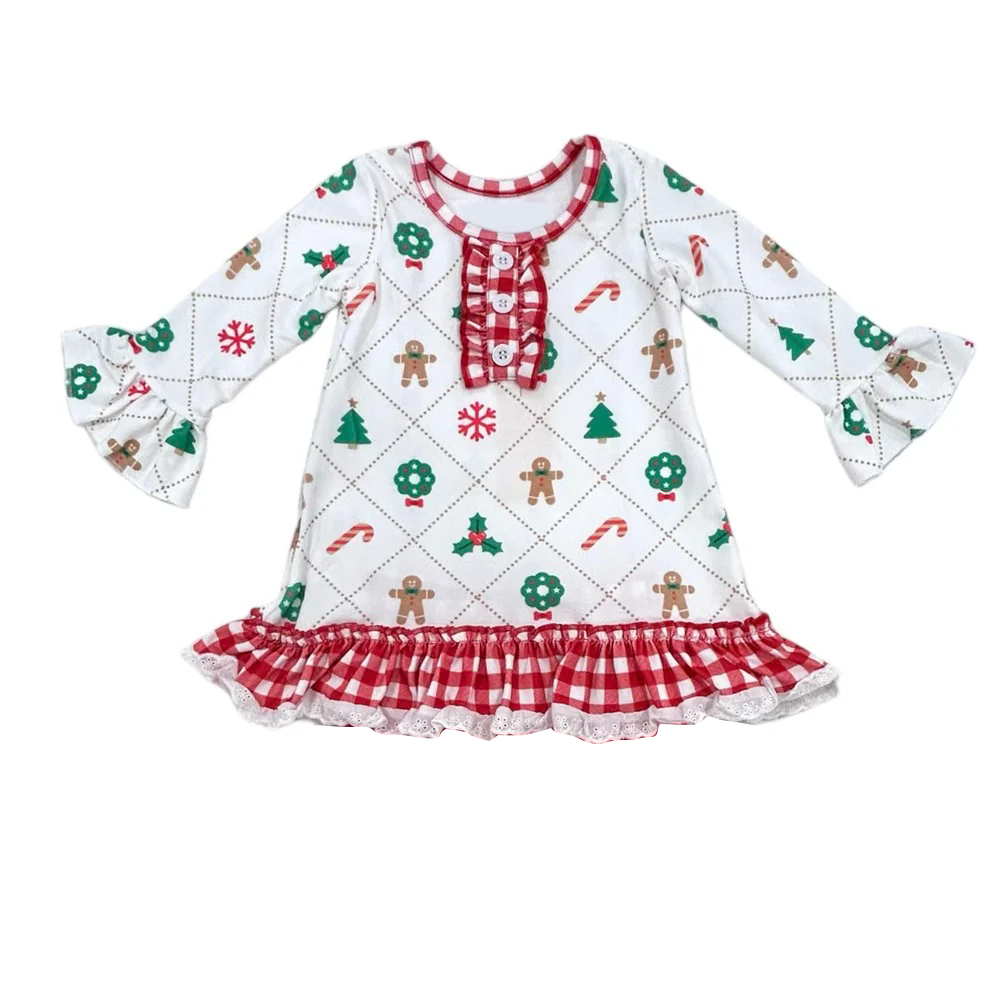 Gingerbread candy cane baby girls Christmas night dress