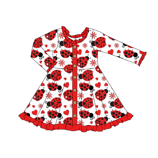 Ruffle red ladybug heart girls valentine's dresses