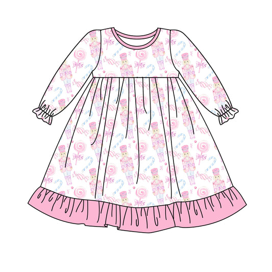 Pink ruffle candy cane ballet girls Christmas dress