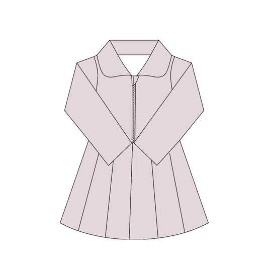 Long sleeves pink zipper kids girls athletic polo dress