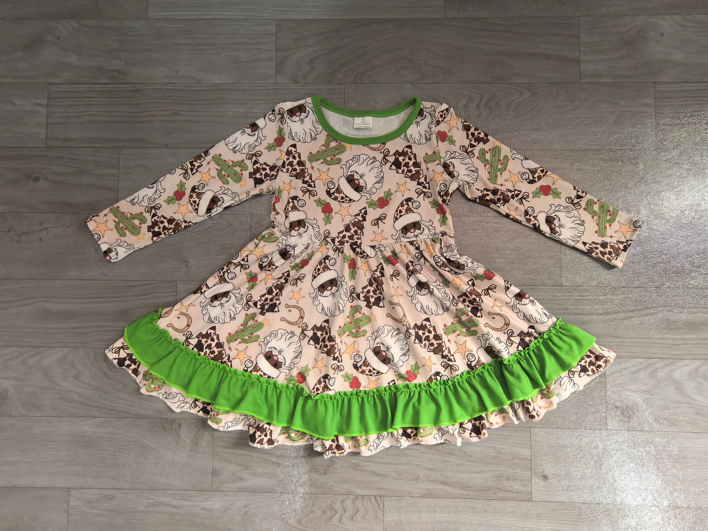 Cow Christmas tress santa western girls Christmas dresses