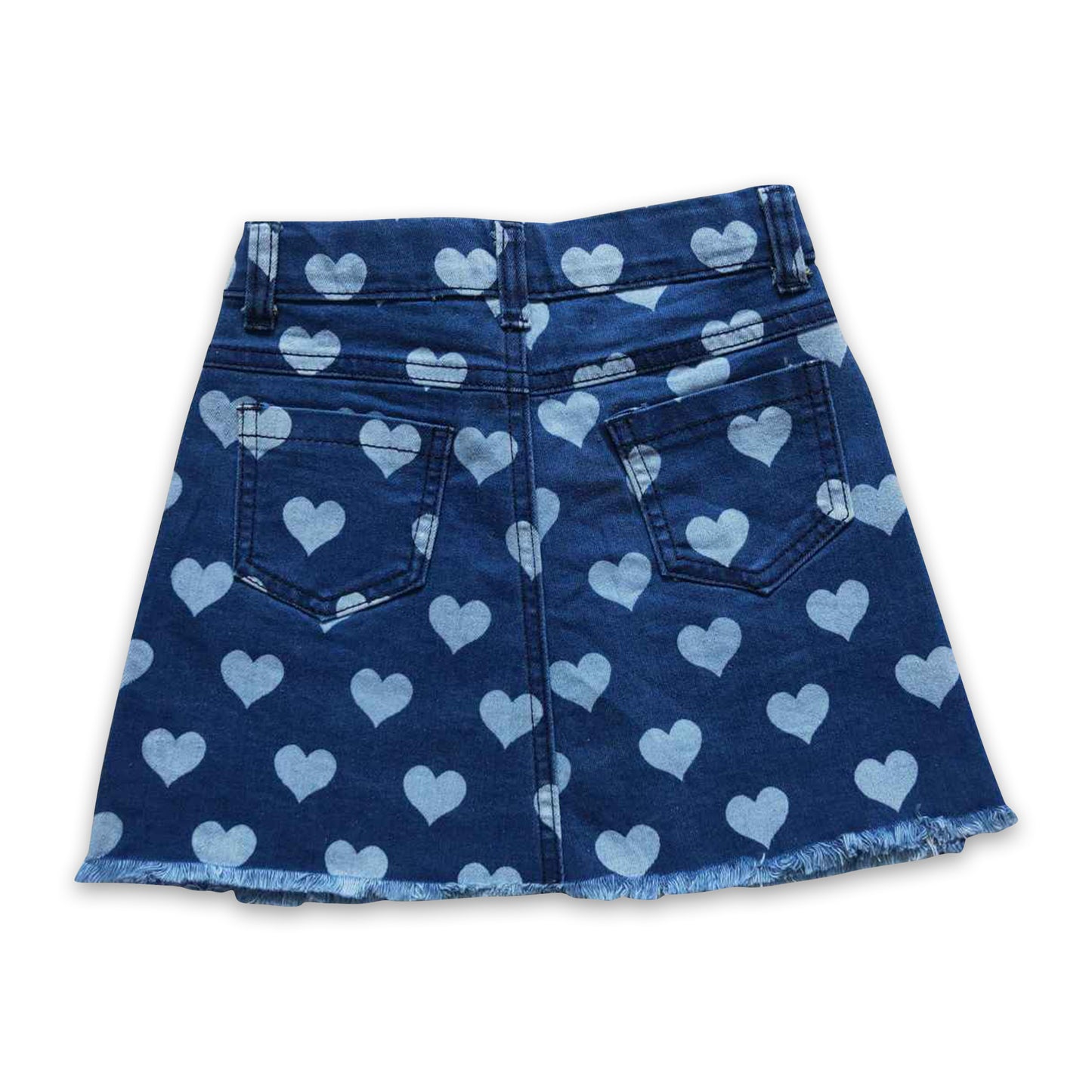 Heart print denim baby girls skirt