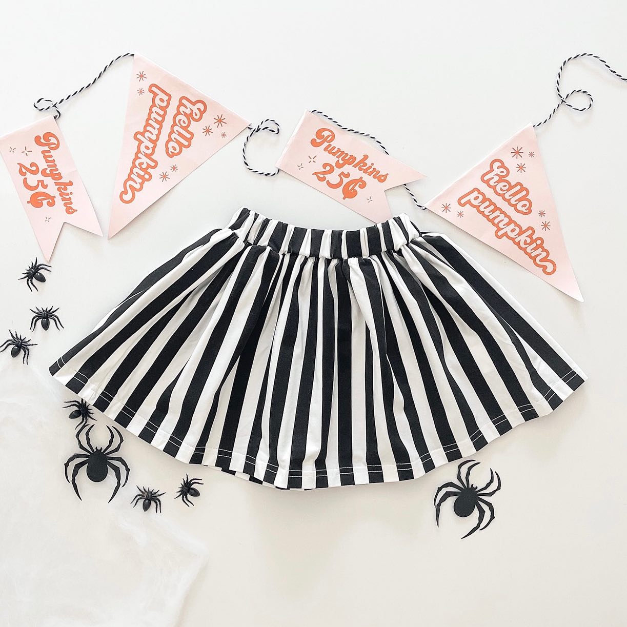 Black white stripe baby girls Halloween skirt