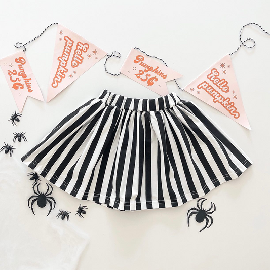 Black white stripe baby girls Halloween skirt