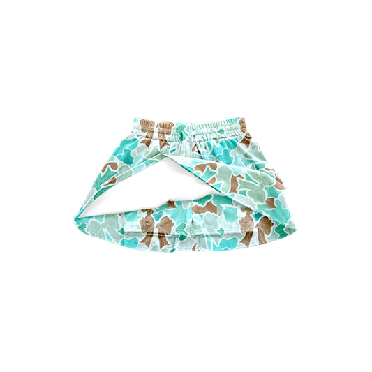 Green camo bow kids girls skirt shorts inside