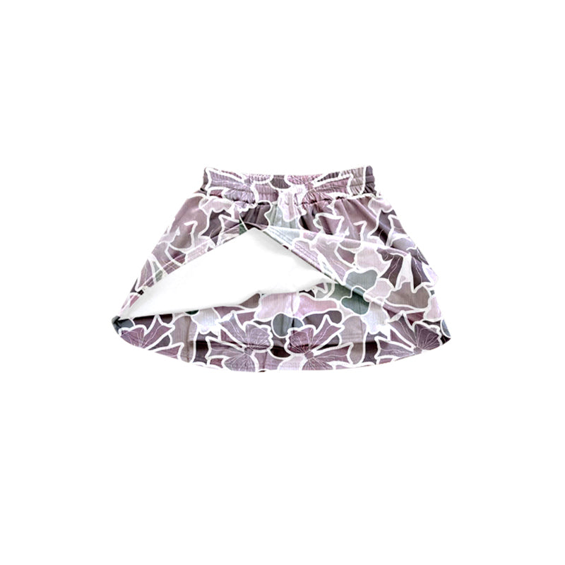 Light pink camo bow kids girls skirt shorts inside