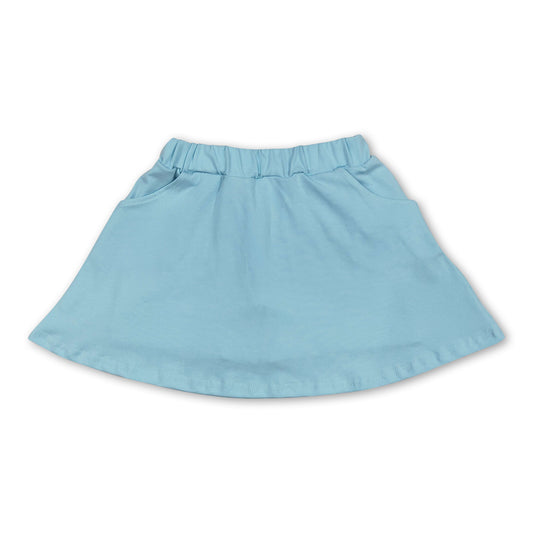 Aqua cotton pocket kids girls summer skirt