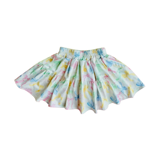 Colorful bows patchwork kids girls skirt