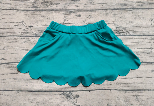 Green pockets kids girls summer activewear skirt