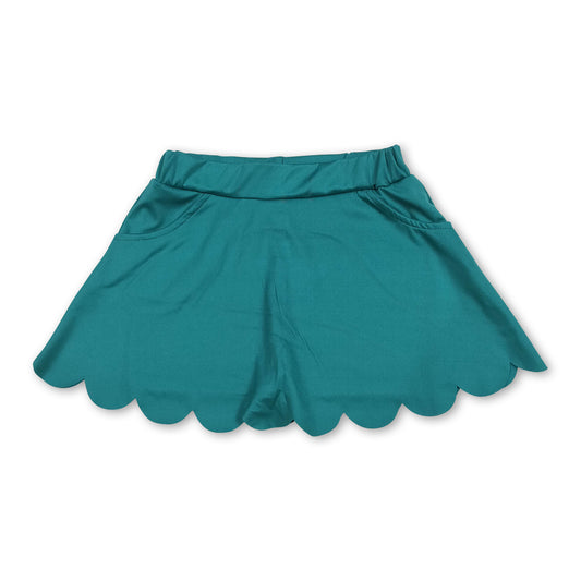 Green pockets kids girls summer activewear skirt