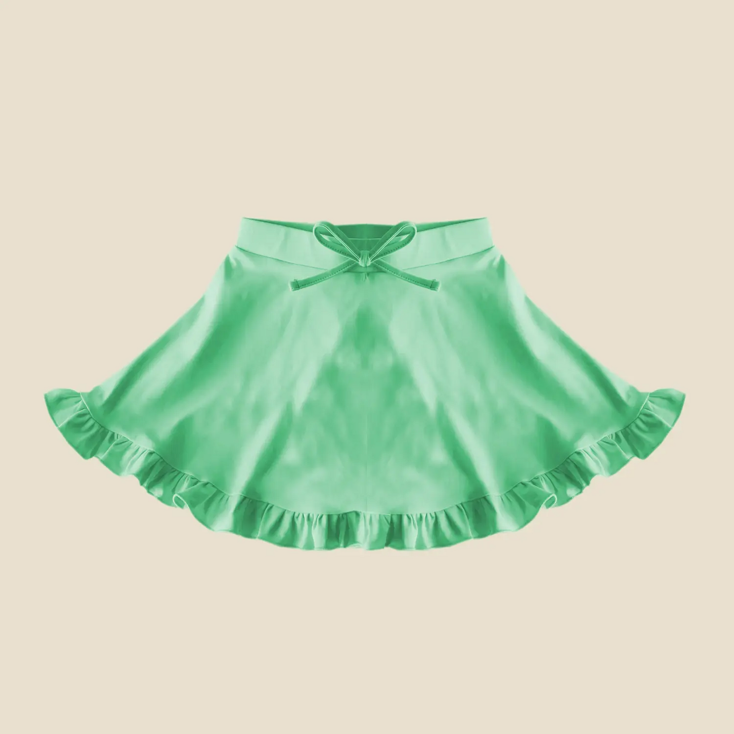 Green ruffle kids girls summer activewear skorts