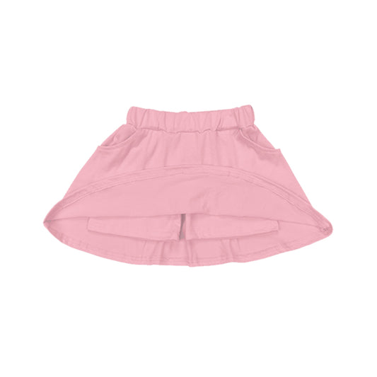 Pink pockets cotton kids girls summer skirt