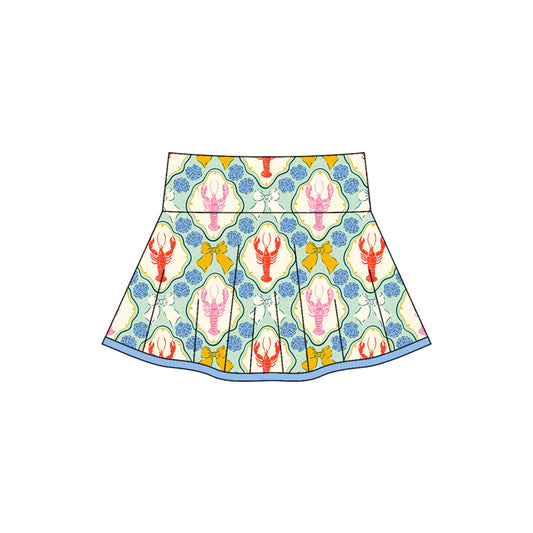 Colorful bow crawfish kids girls activewear skirt