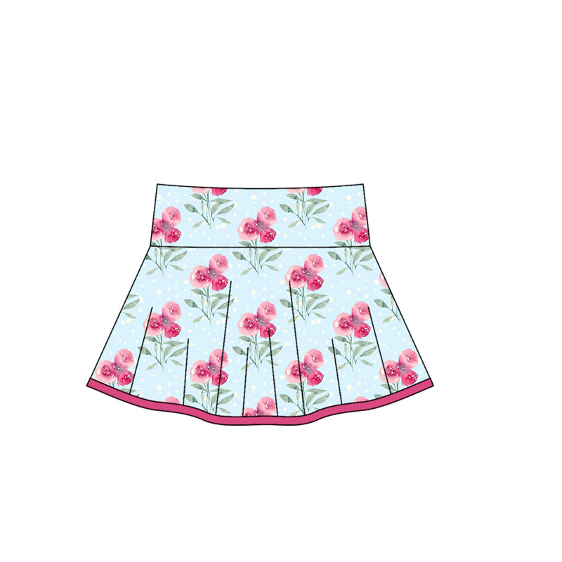 Light blue floral kids girls activewear skirt